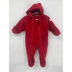 Burt's Bees Baby Red Velour Organic Bunting Snowsuit 12 mo